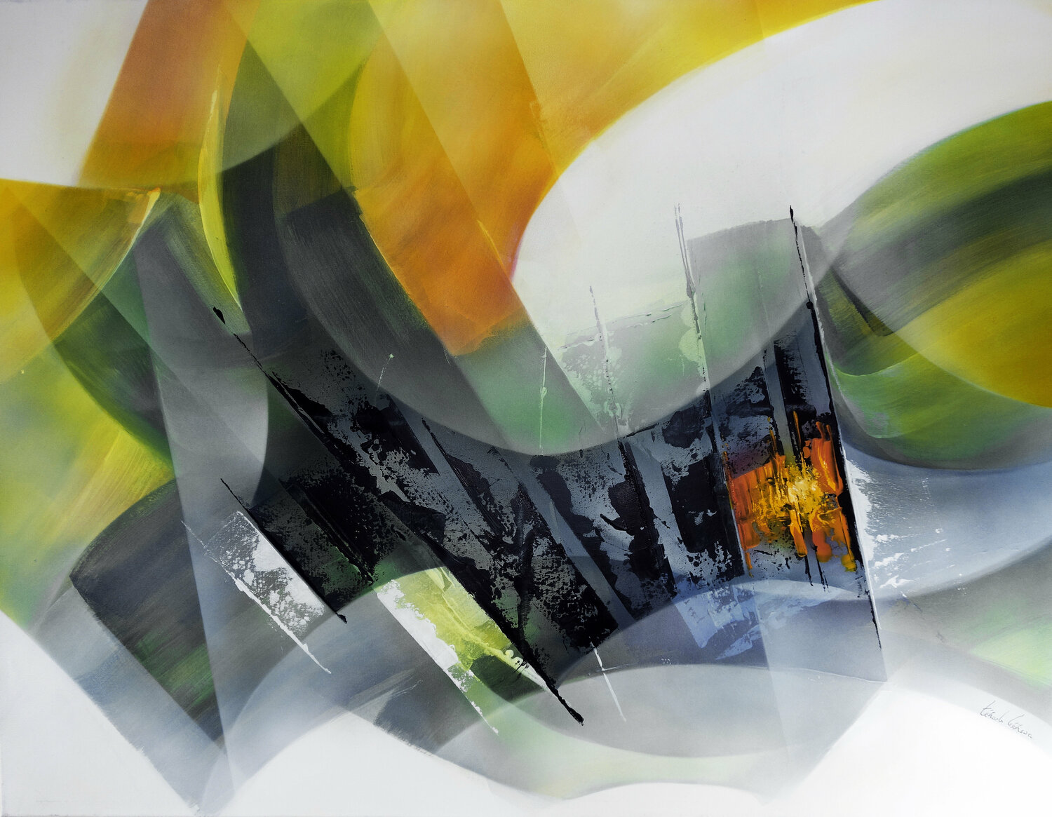 "COMPOSITION 849"  (Abstraction lyrique ) Alain Brunet "Tenurb-Géneau" Originalgemälde zu verkaufen