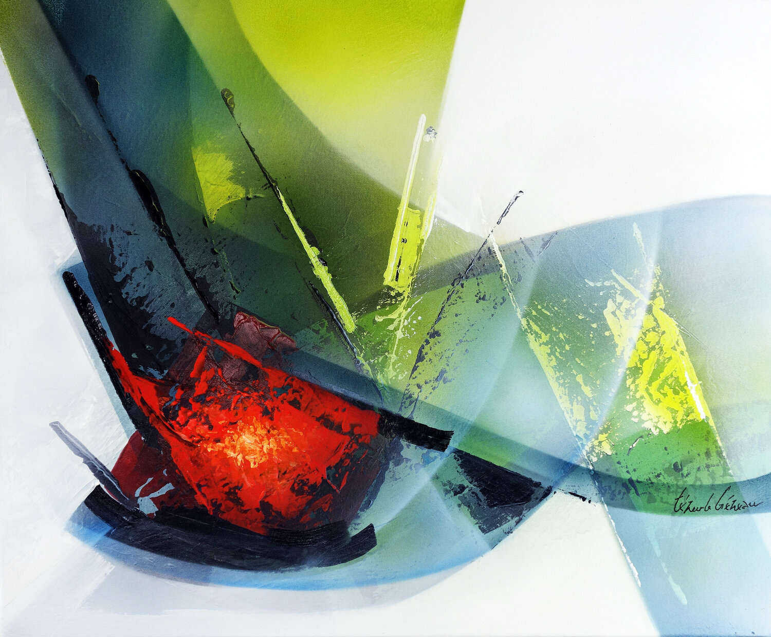 "COMPOSITION 851"  ( Abstraction lyrique ) Alain Brunet "Tenurb-Géneau" Originalgemälde zu verkaufen