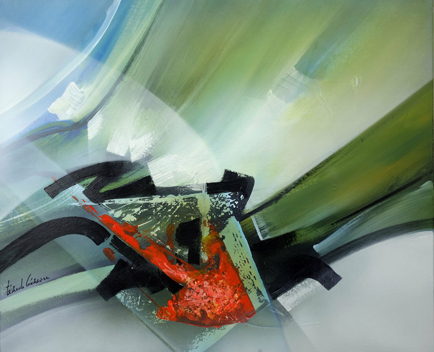 "COMPOSITION 860"    (Abstraction lyrique ) Alain Brunet "Tenurb-Géneau" Originalgemälde zu verkaufen