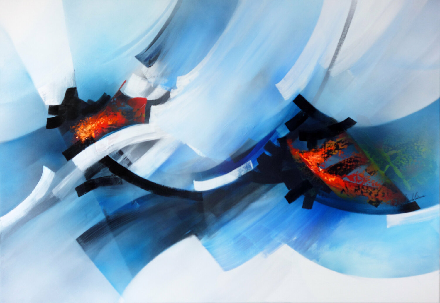 "COMPOSITION 863   ( Abstraction lyrique ) Alain Brunet "Tenurb-Géneau" Originalgemälde zu verkaufen