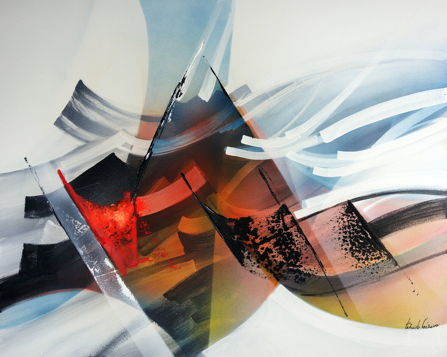"COMPOSITION 868"   (Abstraction lyrique) Alain Brunet "Tenurb-Géneau" Originalgemälde zu verkaufen