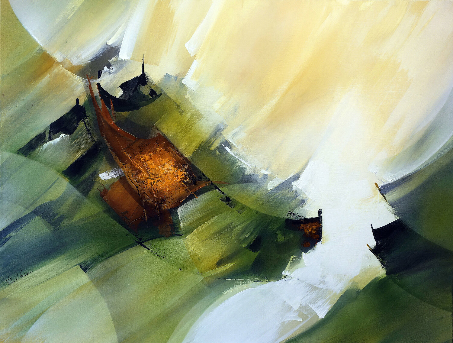 "COMPOSITION 756"   (Abstraction lyrique) Alain Brunet "Tenurb-Géneau" Originalgemälde zu verkaufen