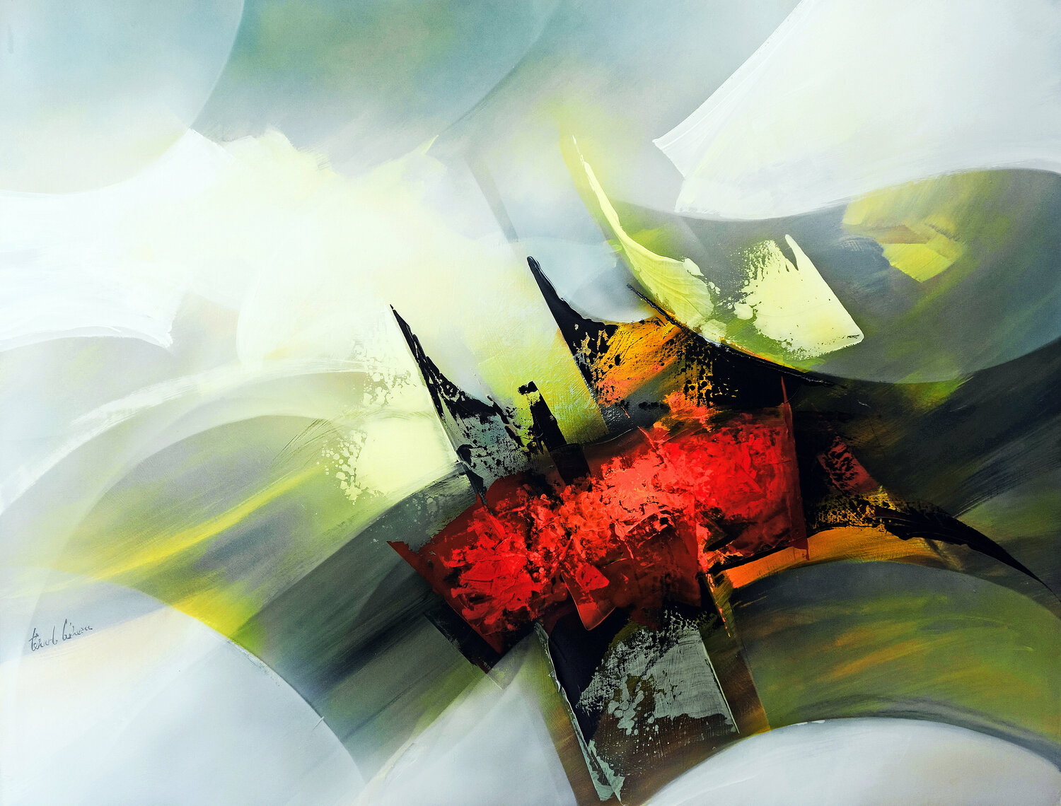 "COMPOSITION 710"  ( Abstraction lyrique ) Alain Brunet "Tenurb-Géneau" Originalgemälde zu verkaufen