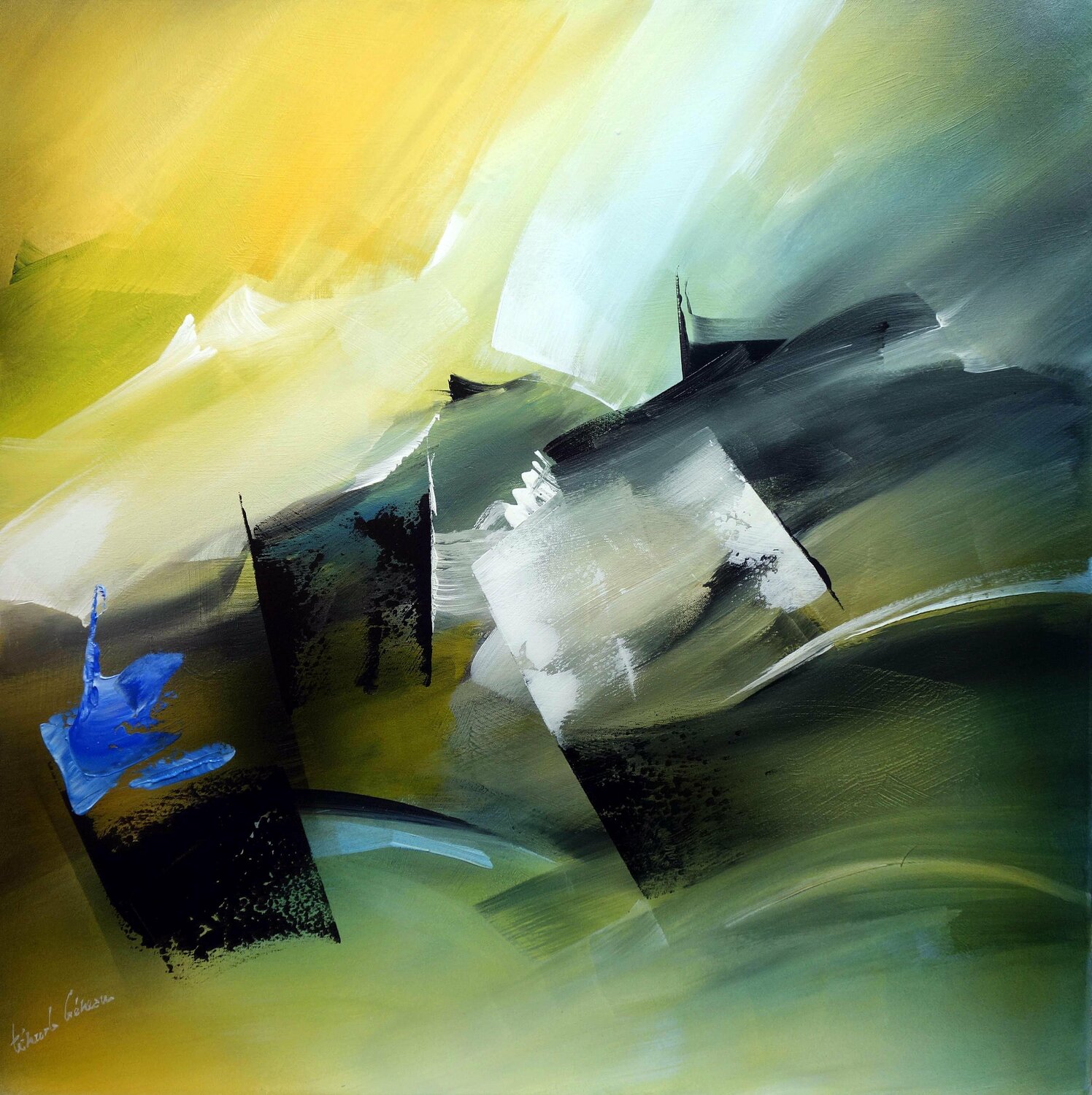 "COMPOSITION 578"    ( Abstraction lyrique ) Alain Brunet "Tenurb-Géneau" Dipinto originale in vendita