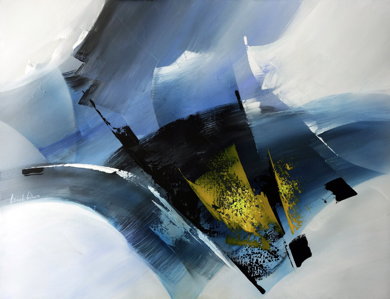 "COMPOSITION 703" ( Abstraction lyrique) Alain Brunet "Tenurb-Géneau" Originalgemälde zu verkaufen