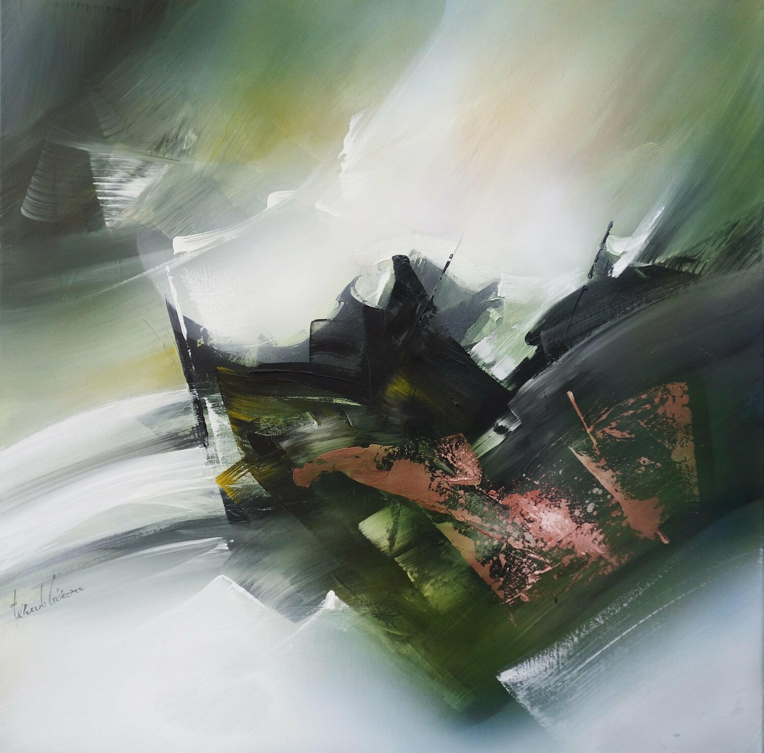"Composition 675"  ( Abstraction lyrique ) Alain Brunet "Tenurb-Géneau" Originalgemälde zu verkaufen