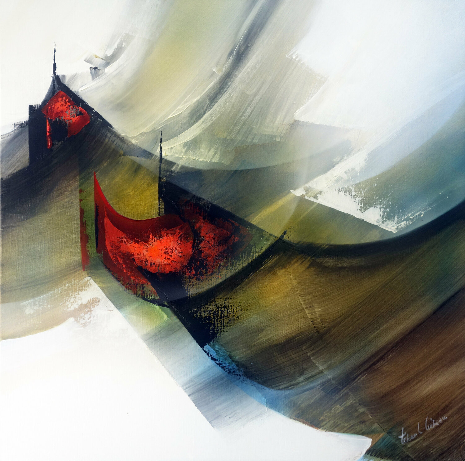 "Composition 724""   ( Abstraction lyrique ) Alain Brunet "Tenurb-Géneau" Dipinto originale in vendita