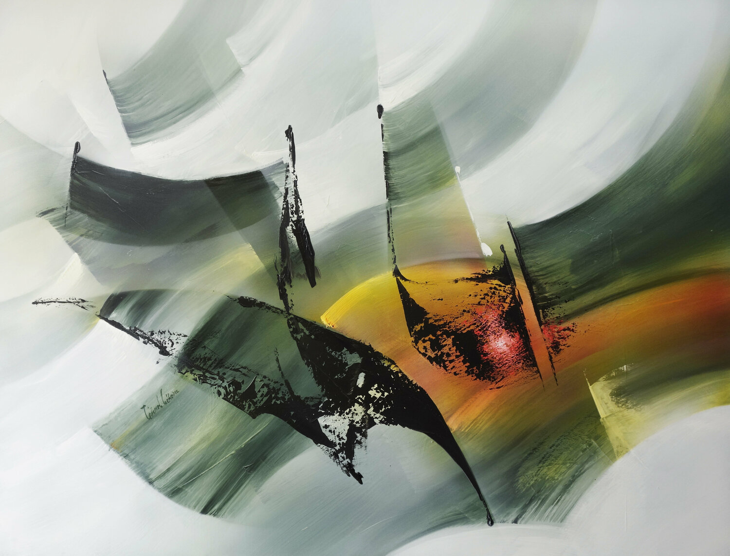 "Composition 699"  ( Abstraction lyrique ) Alain Brunet "Tenurb-Géneau" Originalgemälde zu verkaufen