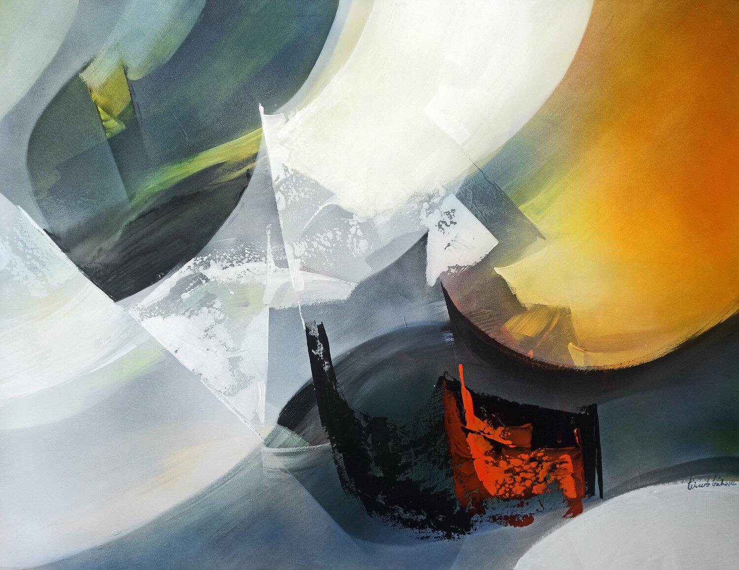 "Composition 725"   ( Abstraction lyrique ) Alain Brunet "Tenurb-Géneau" Originalgemälde zu verkaufen