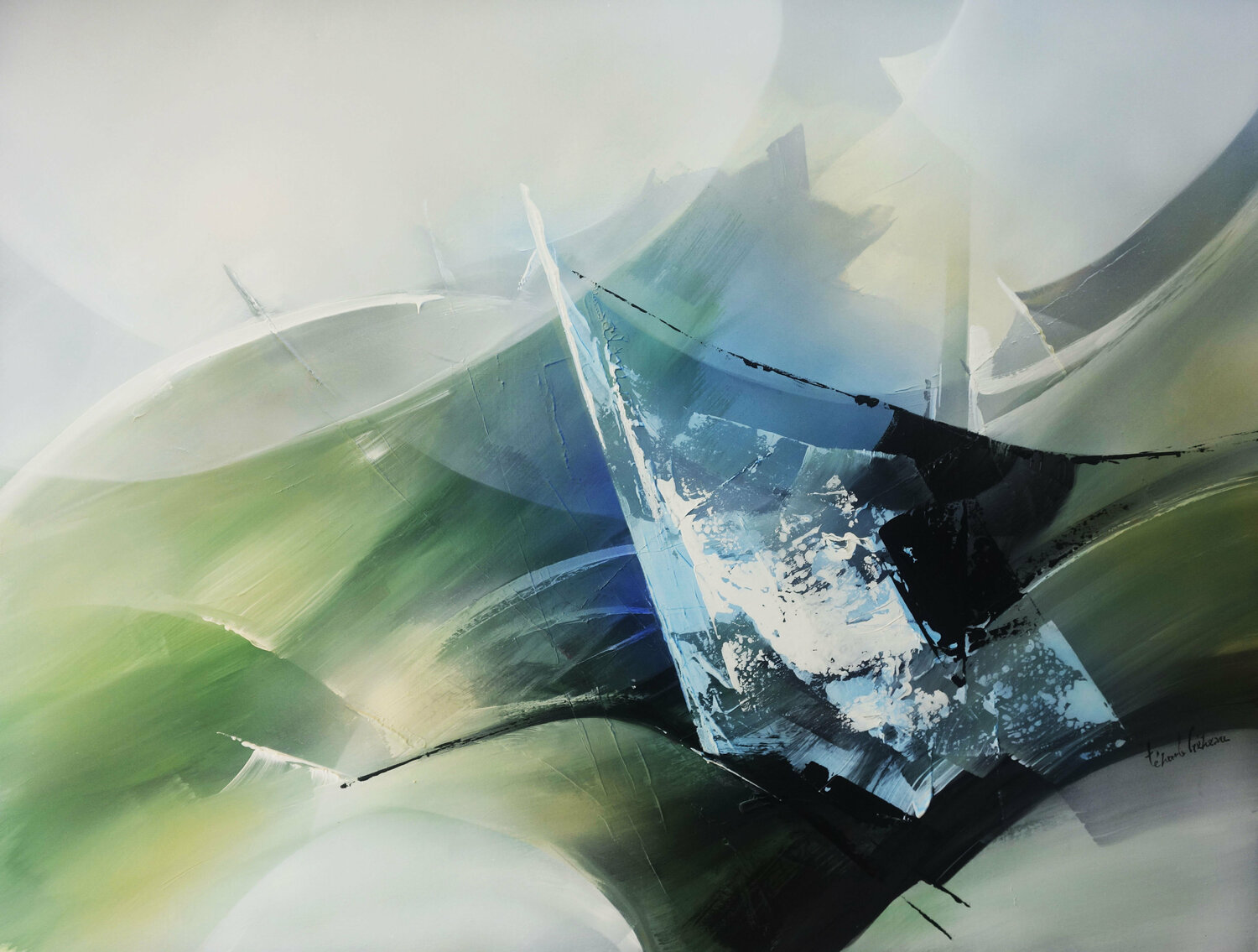 "Composition 721"  ( Abstraction lyrique ) Alain Brunet "Tenurb-Géneau" Originalgemälde zu verkaufen