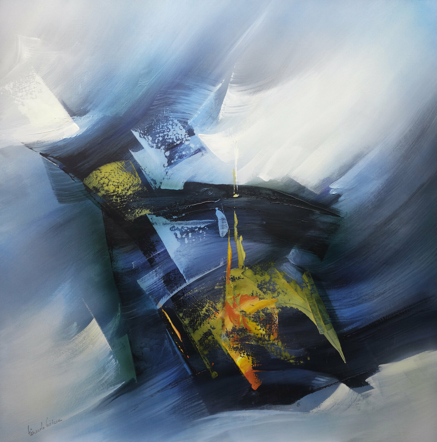 "Composition 549"   ( Abstraction lyrique ) Alain Brunet "Tenurb-Géneau" Originalgemälde zu verkaufen