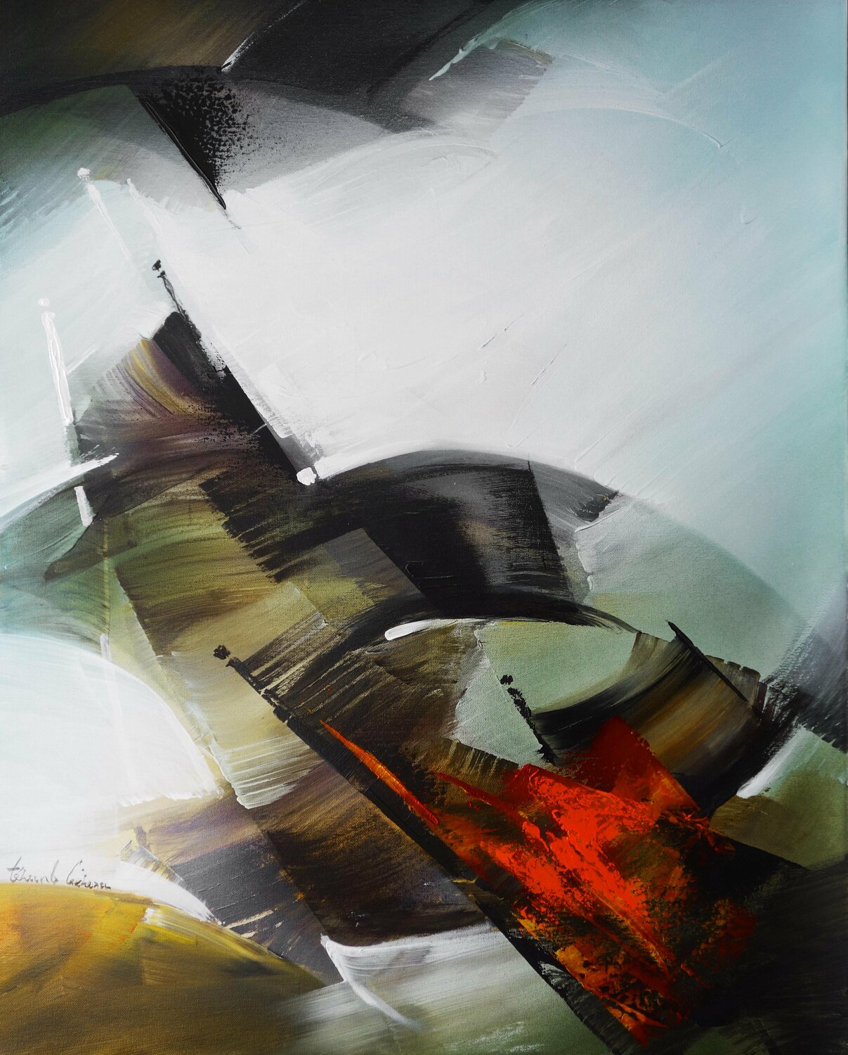"Composition 644"  ( Abstraction lyrique ) Alain Brunet "Tenurb-Géneau" Originalgemälde zu verkaufen