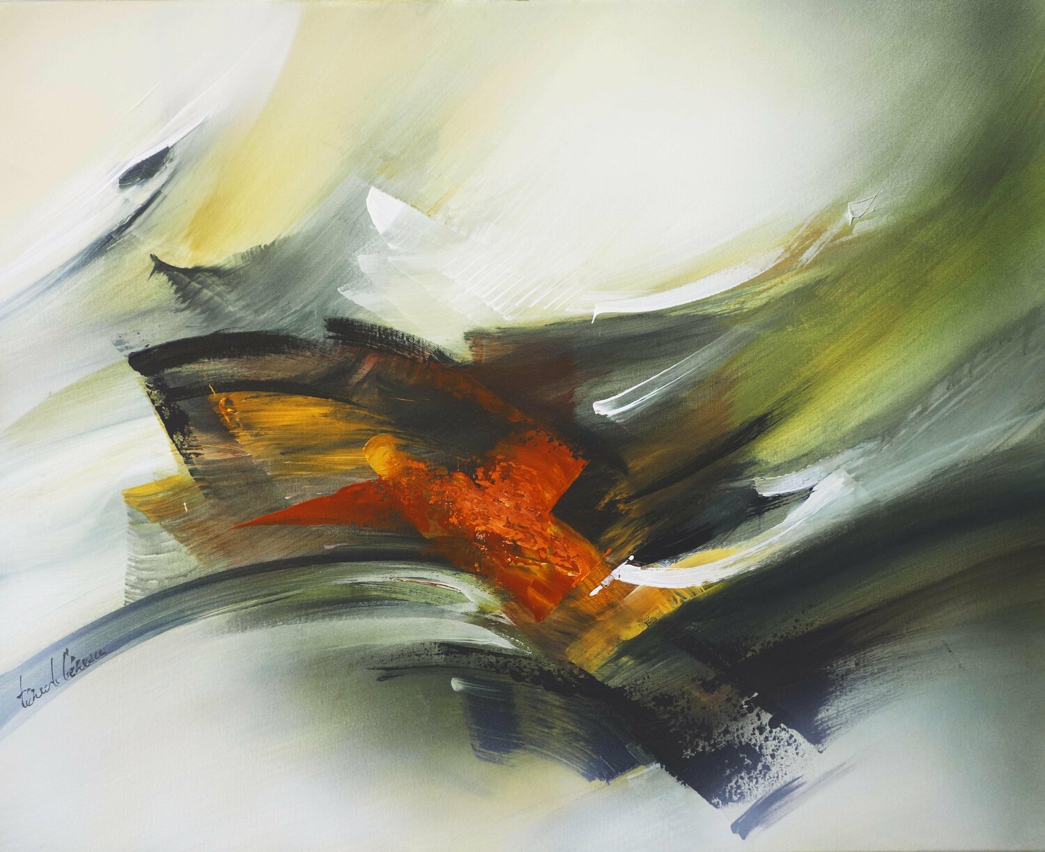 "Composition 678"   ( Abstraction lyrique ) Alain Brunet "Tenurb-Géneau" Dipinto originale in vendita