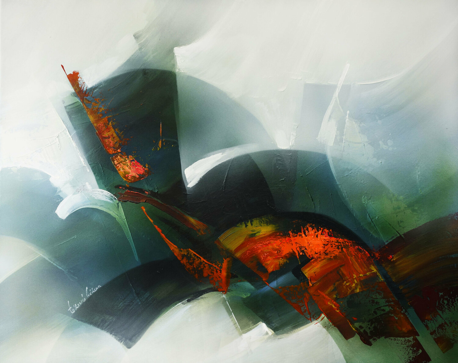 "Composition 684"  ( Abstraction lyrique ) Alain Brunet "Tenurb-Géneau" Originalgemälde zu verkaufen