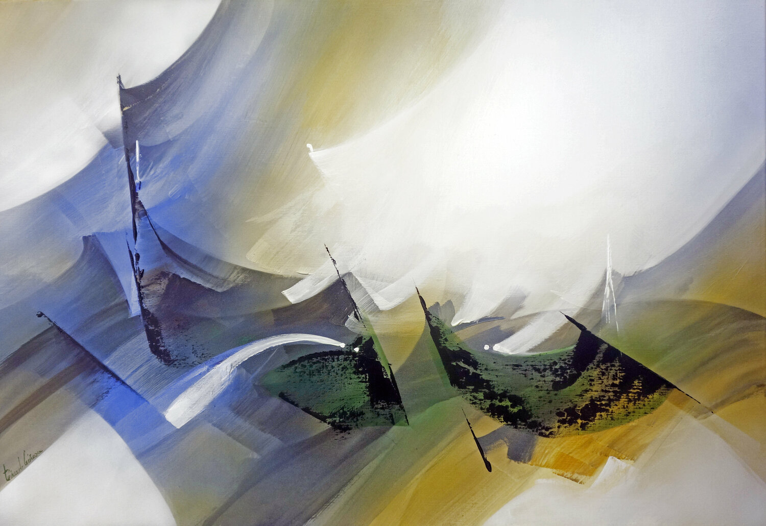 "Composition 735"   ( Abstraction lyrique ) Alain Brunet "Tenurb-Géneau" Originalgemälde zu verkaufen