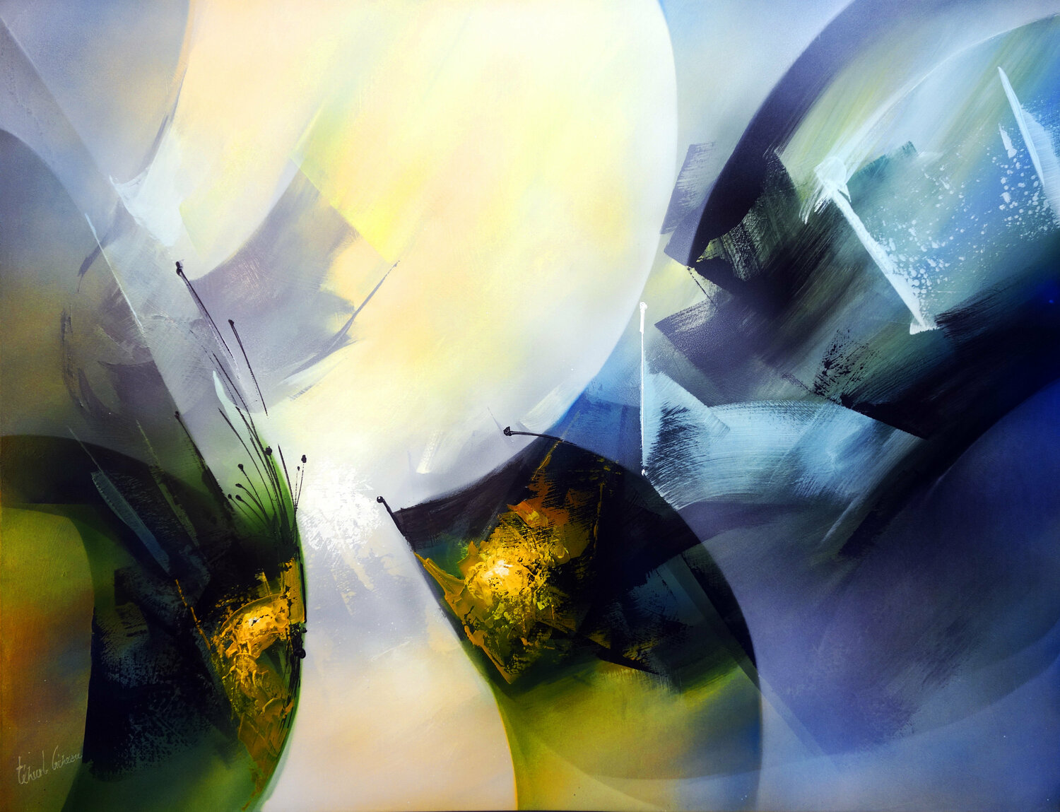 "Composition 507"   ( Abstraction lyrique ) Alain Brunet "Tenurb-Géneau" Originalgemälde zu verkaufen