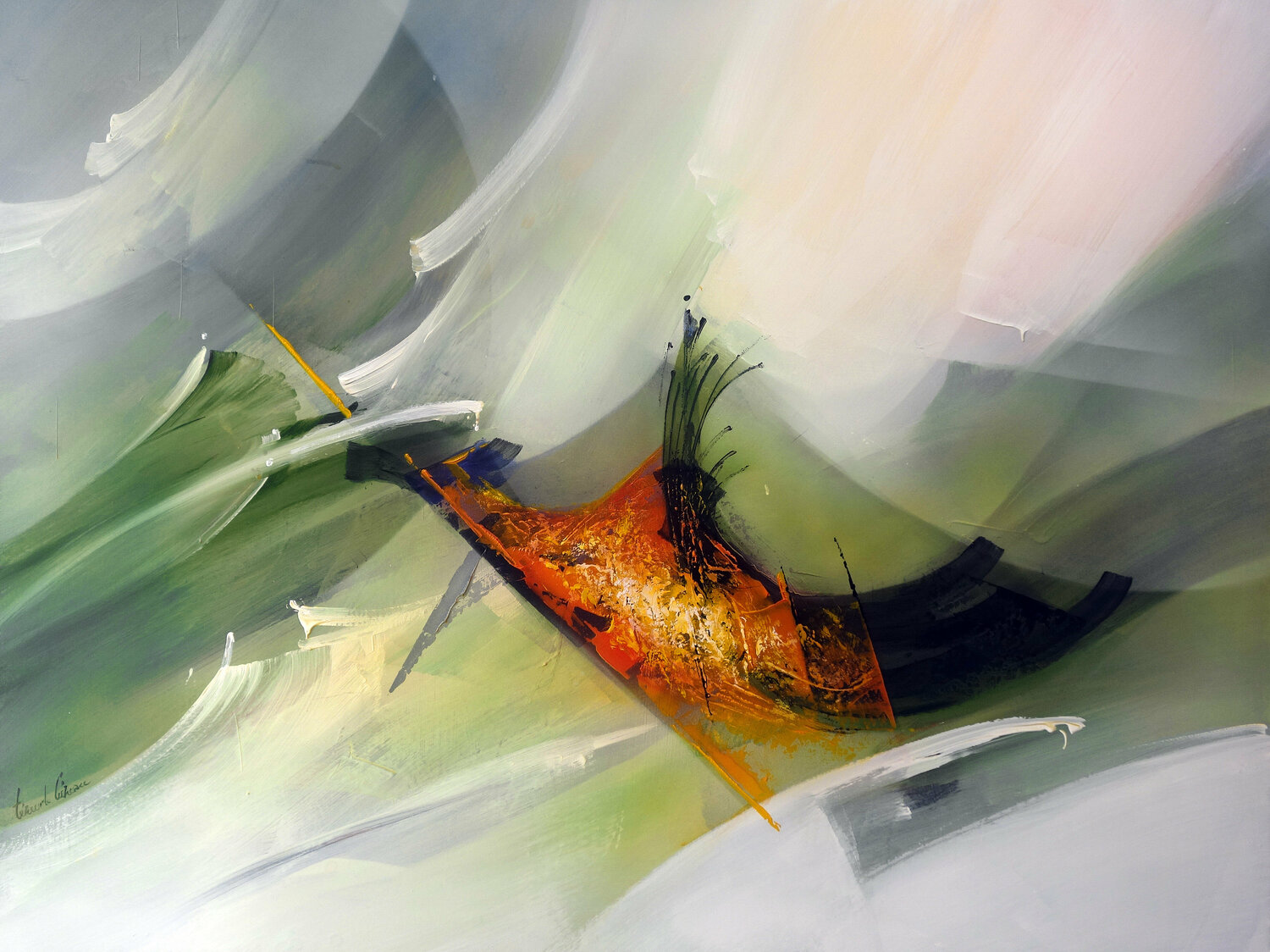 "Composition 744"   ( Abstraction lyrique ) Alain Brunet "Tenurb-Géneau" Originalgemälde zu verkaufen