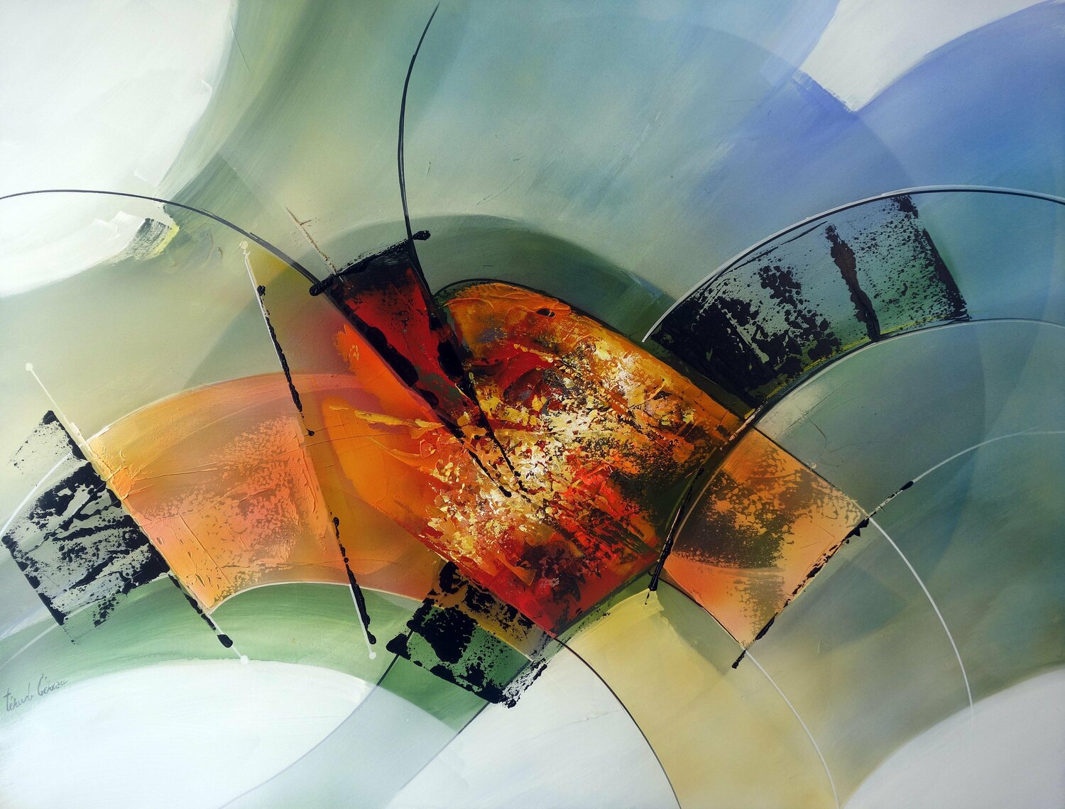 "Composition 746"   ( Abstraction lyrique ) Alain Brunet "Tenurb-Géneau" Dipinto originale in vendita