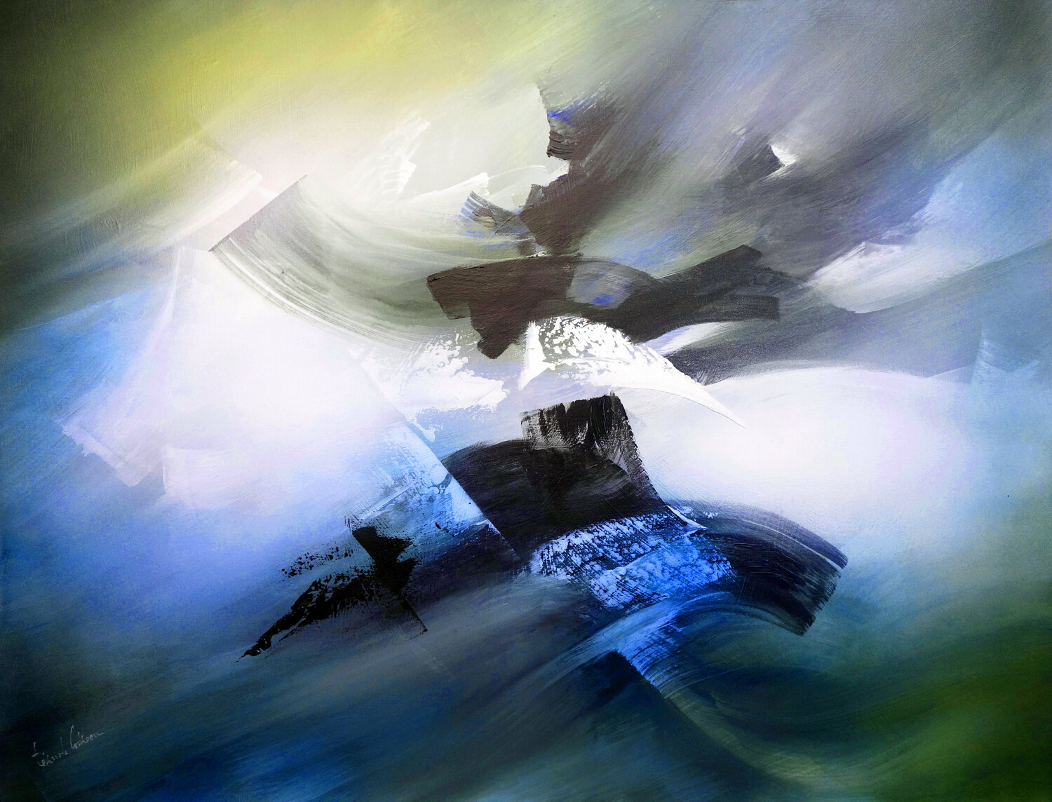 "Composition 618"   ( Abstraction lyrique ) Alain Brunet "Tenurb-Géneau" Originalgemälde zu verkaufen