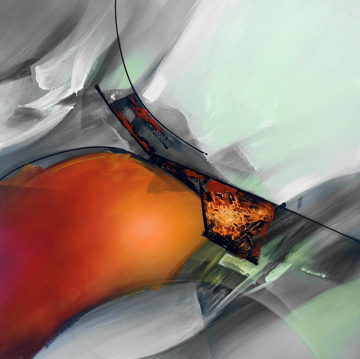 "Composition 748"  ( Abstraction lyrique ) Alain Brunet "Tenurb-Géneau" Originalgemälde zu verkaufen
