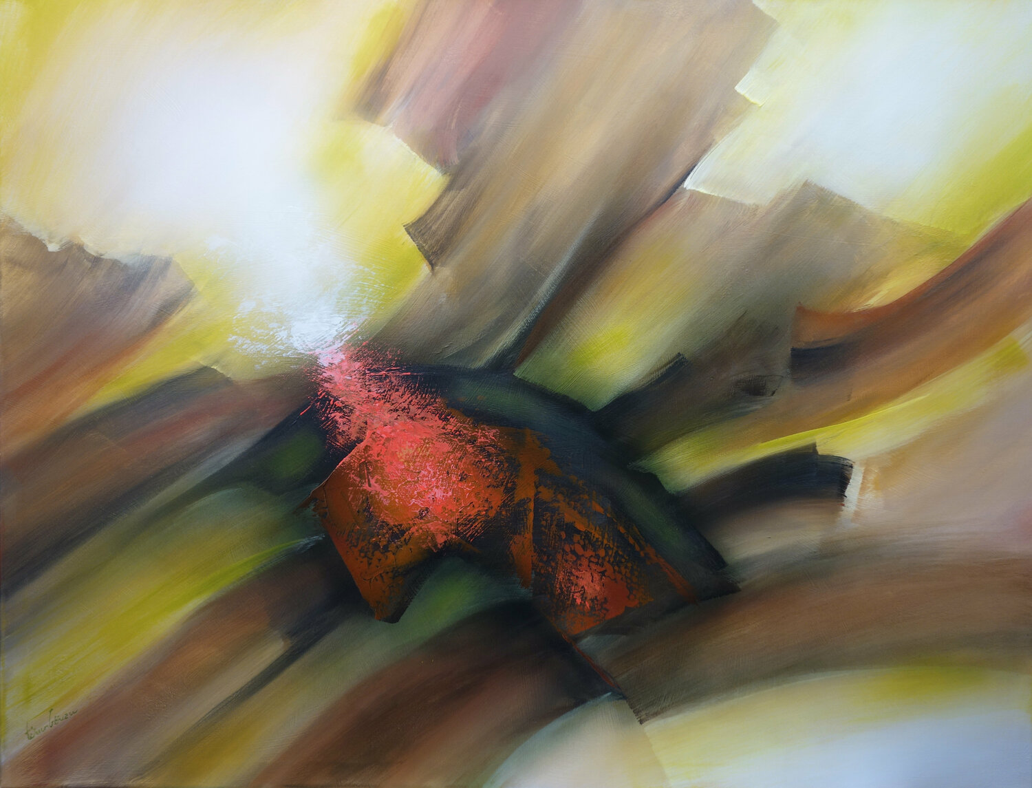 "Composition 565"  ( Abstraction lyrique ) Alain Brunet "Tenurb-Géneau" Originalgemälde zu verkaufen