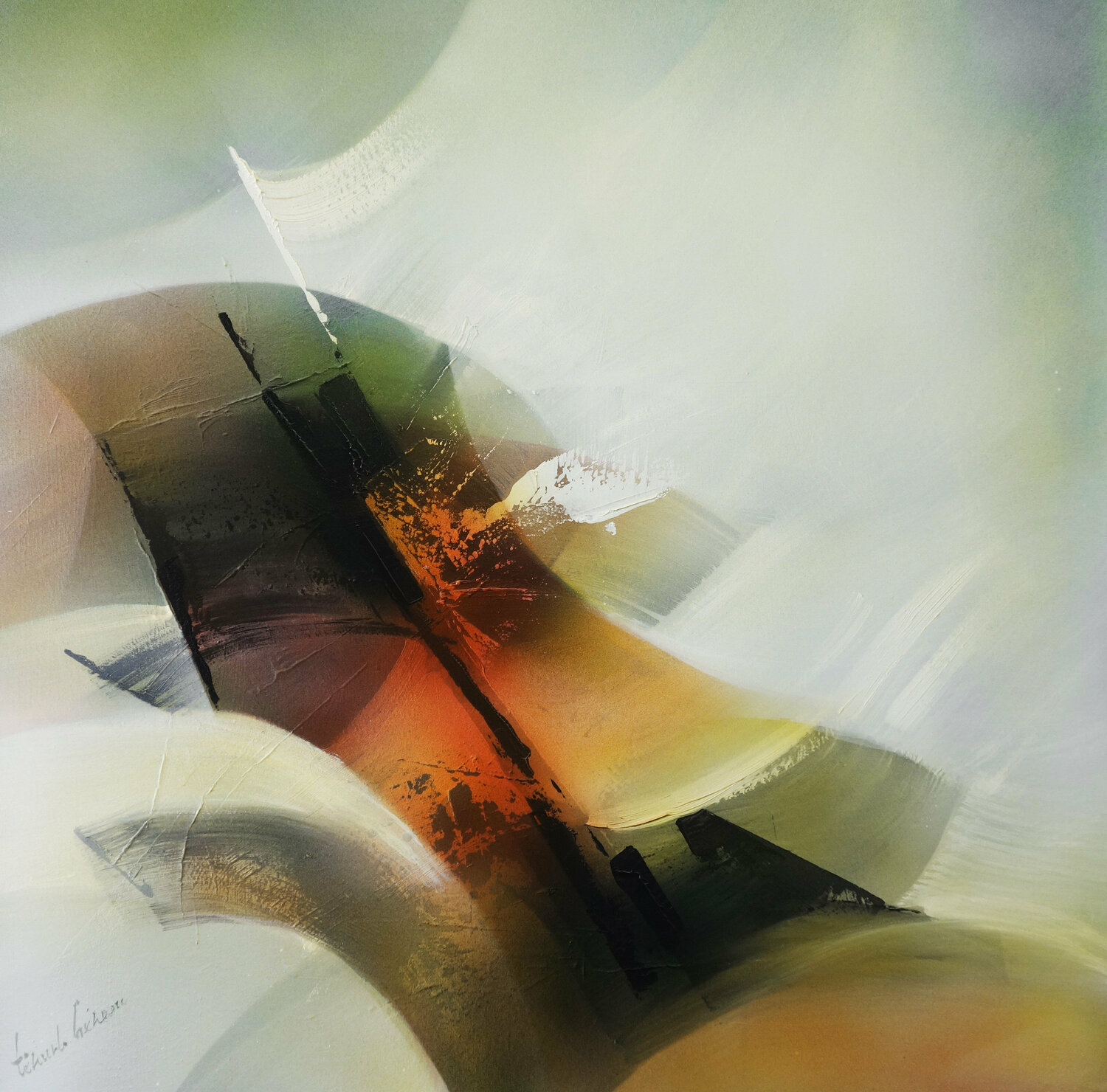 "Composition 693"  ( Abstraction lyrique ) Alain Brunet "Tenurb-Géneau" Originalgemälde zu verkaufen