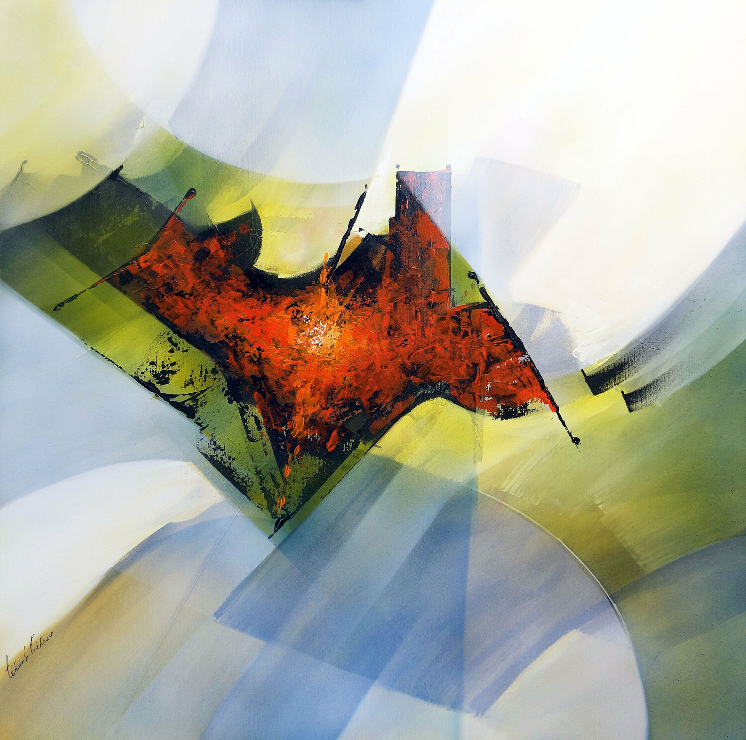 "Composition 752"  ( Abstraction lyrique ) Alain Brunet "Tenurb-Géneau" Originalgemälde zu verkaufen