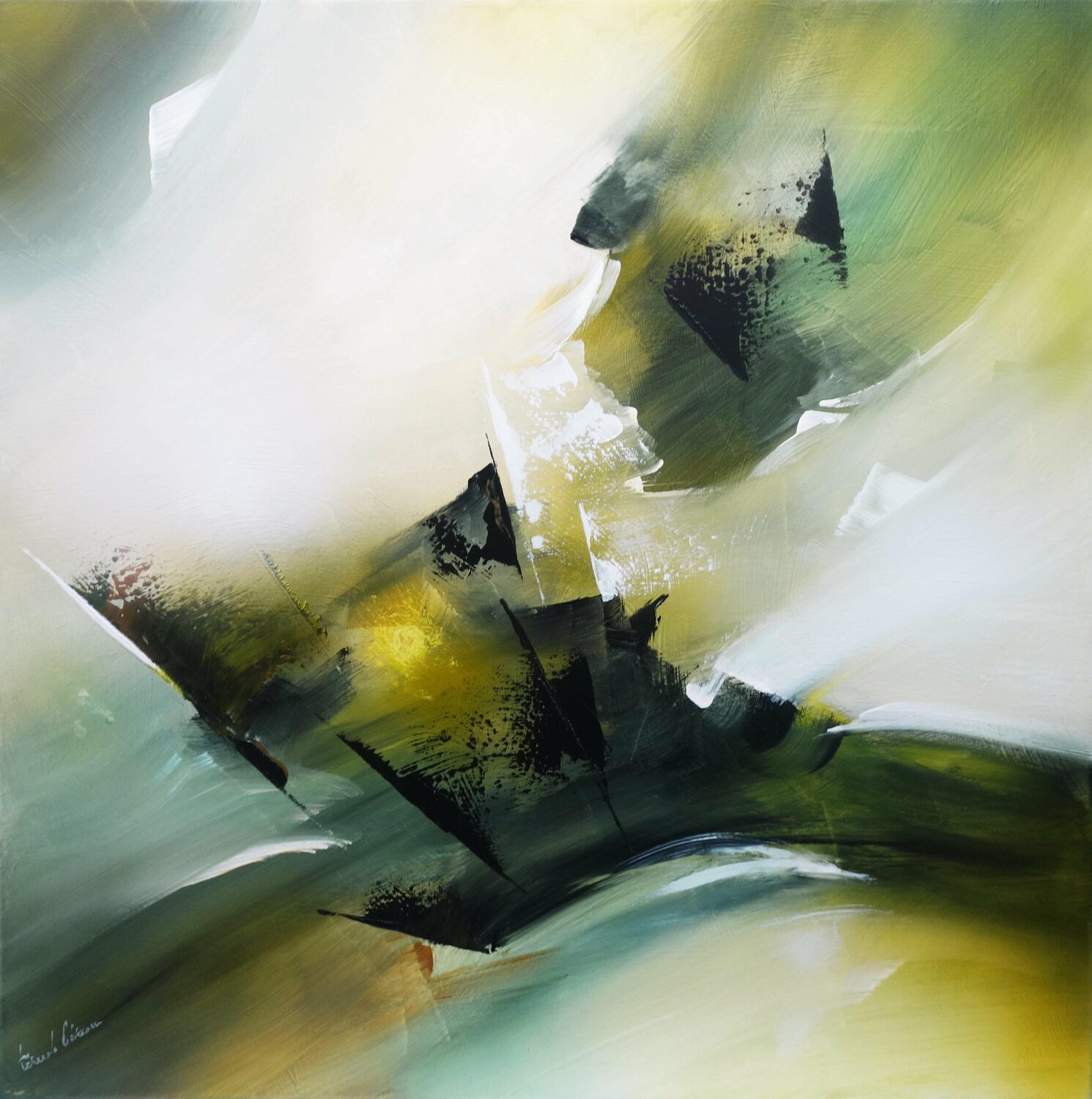 "Composition 575"  ( Abstraction lyrique ) Alain Brunet "Tenurb-Géneau" Originalgemälde zu verkaufen