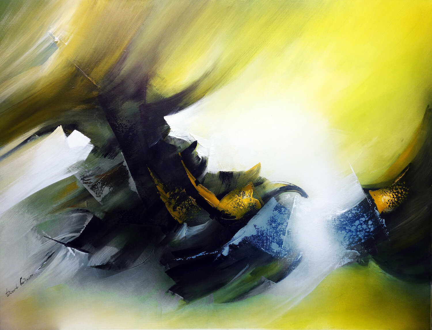 "Composition 568"  ( Abstraction lyrique ) Alain Brunet "Tenurb-Géneau" Originalgemälde zu verkaufen
