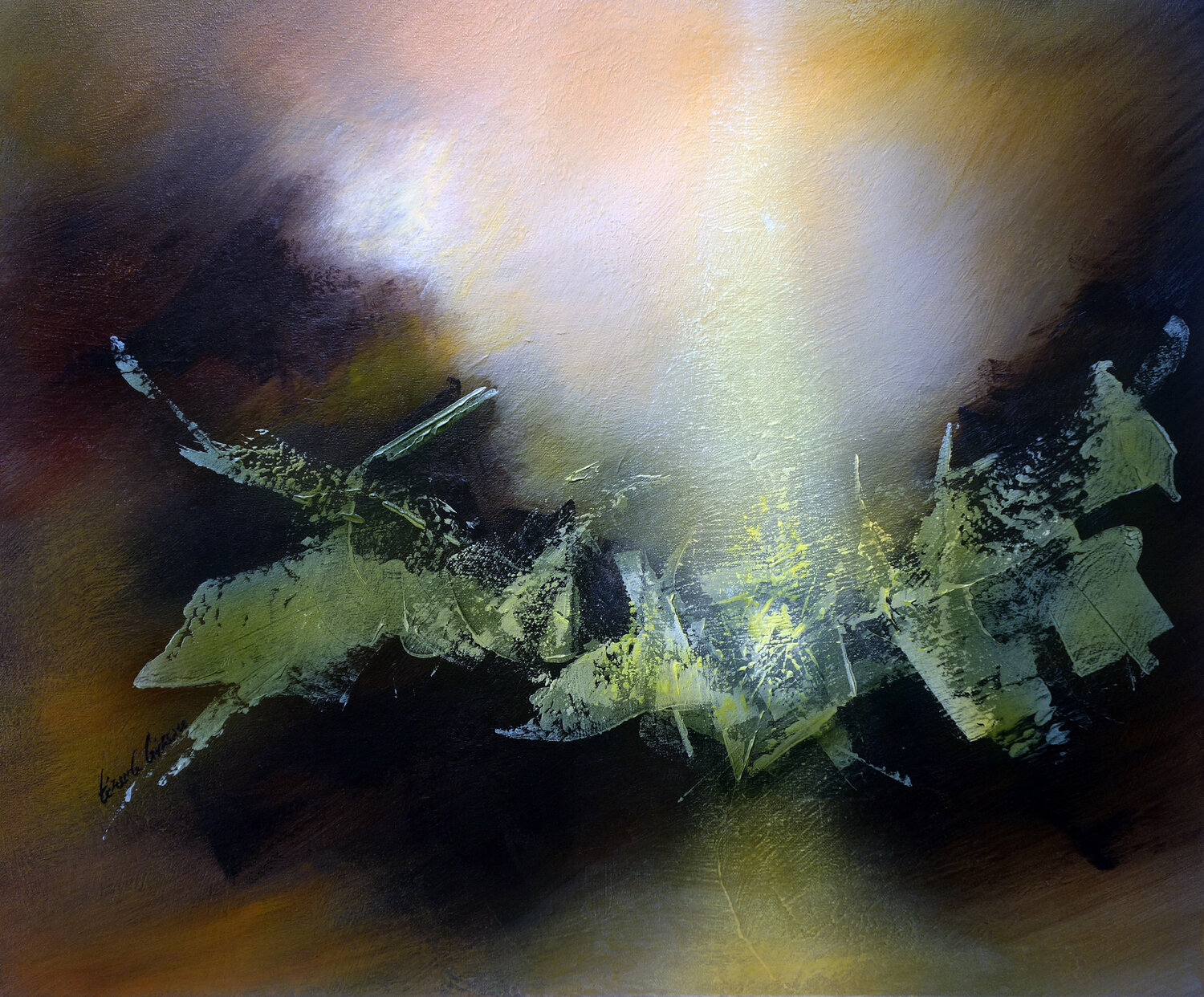 "Composition 390"  ( Abstraction lyrique ) Alain Brunet "Tenurb-Géneau" Originalgemälde zu verkaufen