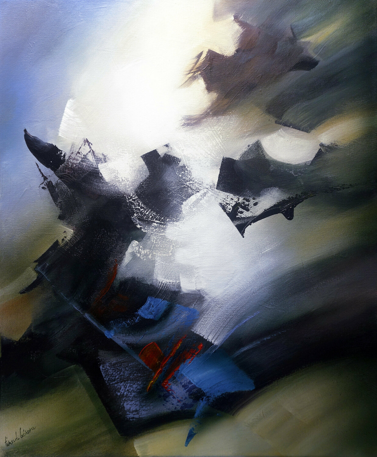 "Composition 420"  ( Abstraction lyrique ) Alain Brunet "Tenurb-Géneau" Originalgemälde zu verkaufen