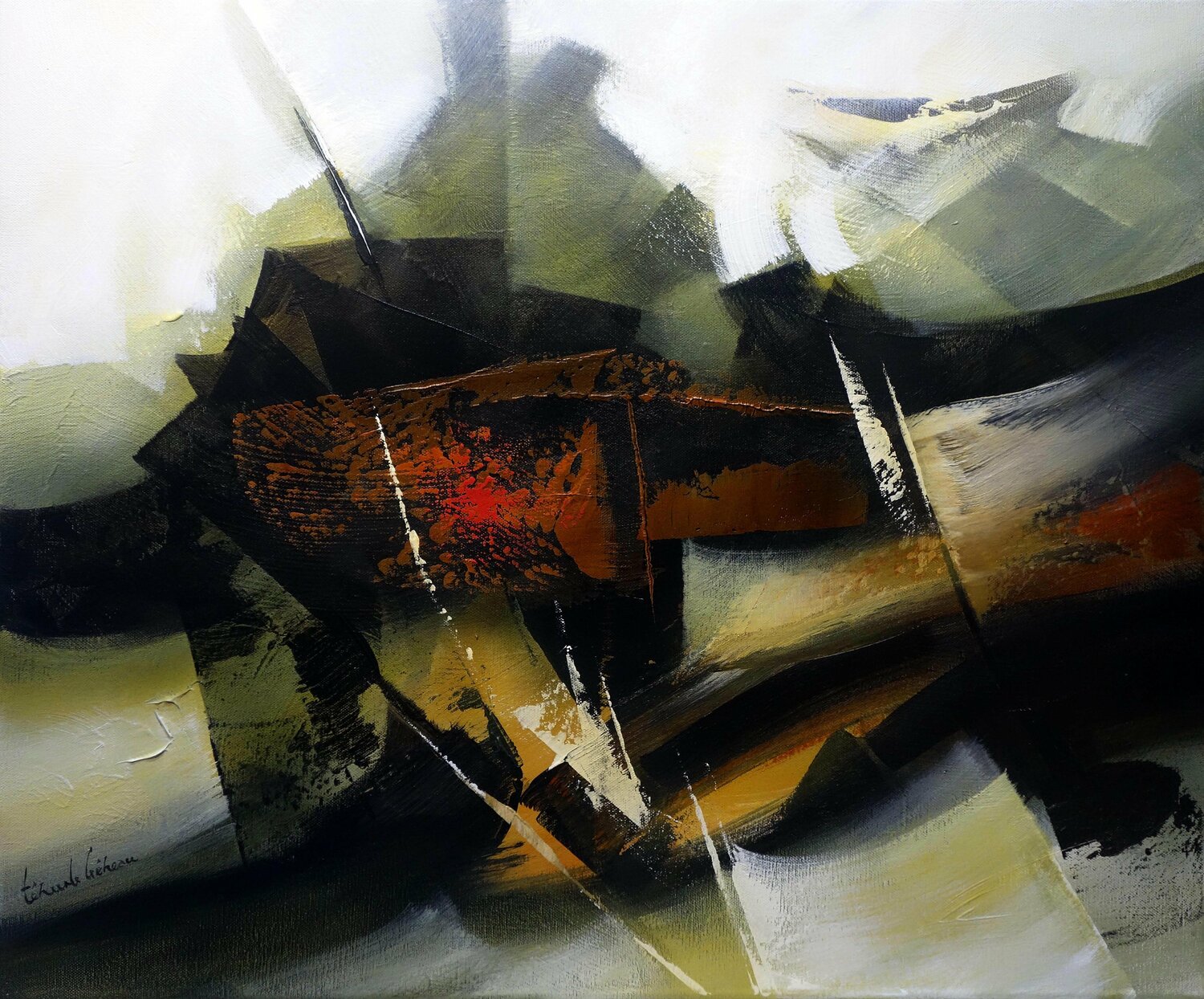 "Composition 422"  ( Abstraction lyrique ) Alain Brunet "Tenurb-Géneau" Originalgemälde zu verkaufen