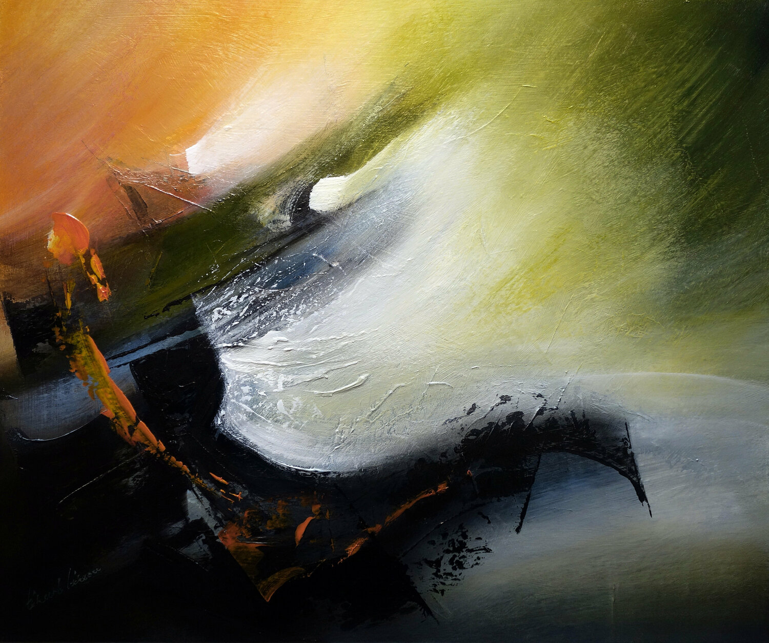 "Composition 392"   ( Abstraction lyrique ) Alain Brunet "Tenurb-Géneau" Originalgemälde zu verkaufen