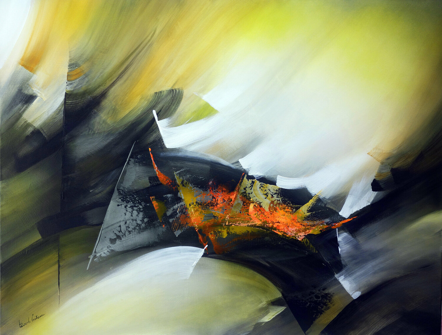 "Composition 560"   ( Abstraction lyrique ) Alain Brunet "Tenurb-Géneau" Originalgemälde zu verkaufen
