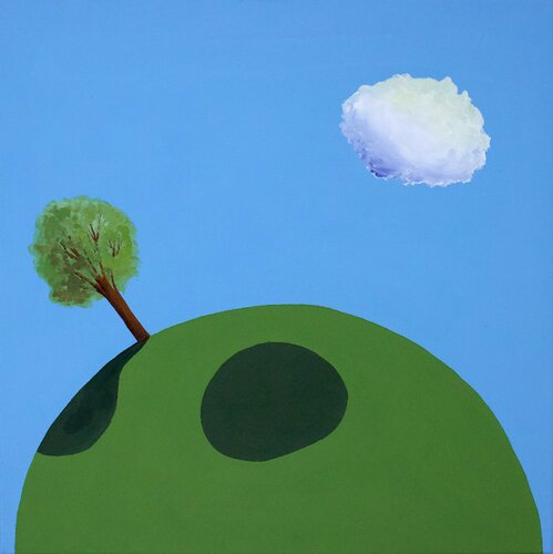 Sledding Hill in the Off-Season by bumpy wilson, Painting for Sale on Singulart
