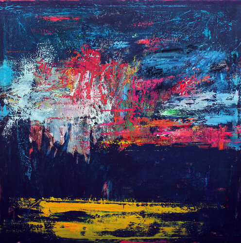 EXTRA LARGE 200X200 PAINTING " RETURN (THREE COLORS 03)" di Veljko Martinovic, Pittura in vendita su Singulart