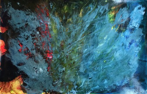 Turquoise Explosion par Javier Santana, Peinture en vente sur Singulart