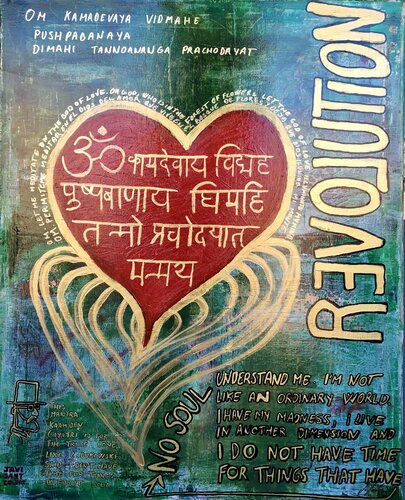 Om Kamadevaya - revol(love)ution van Javier Santana, Schilderij te koop op Singulart