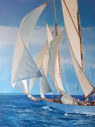 SUN-FILLED SAILS / A SCHOONER von Tatiana Rezvaya, Malerei kaufen auf Singulart