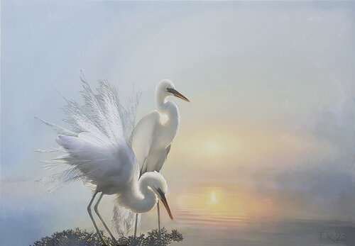 A PAIR OF EGRETTES / FAMILY NEST von Tatiana Rezvaya, Malerei kaufen auf Singulart