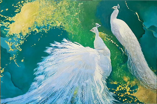 WHITE PEACOCKS von Tatiana Rezvaya, Malerei kaufen auf Singulart