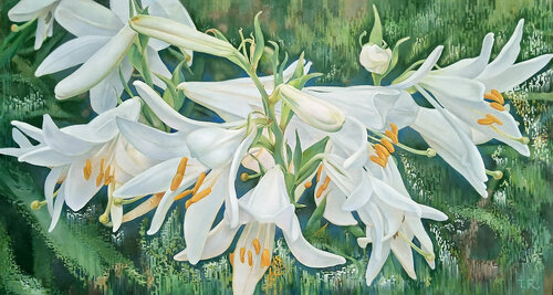 WHITE LILIES von Tatiana Rezvaya, Malerei kaufen auf Singulart