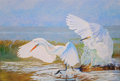 A DANCE OF HERONS by Tatiana Rezvaya, Painting for Sale on Singulart