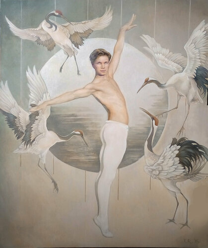 DANCING WITH CRANES von Tatiana Rezvaya, Malerei kaufen auf Singulart