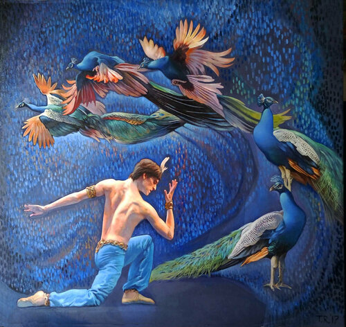 DANCING WITH PEACOCKS / SERGEY POLUNIN von Tatiana Rezvaya, Malerei kaufen auf Singulart