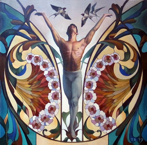 DANCING WITH SWALLOWS / SPRING von Tatiana Rezvaya, Malerei kaufen auf Singulart