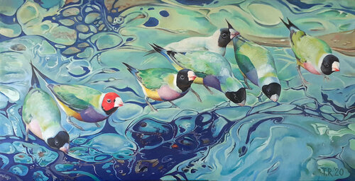 RAINBOW FINCHES von Tatiana Rezvaya, Malerei kaufen auf Singulart