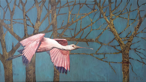 A SPOONBILL IN FLIGHT von Tatiana Rezvaya, Malerei kaufen auf Singulart