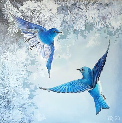 BLUE BIRDS von Tatiana Rezvaya, Malerei kaufen auf Singulart