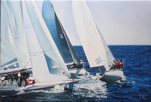 SAILS AT SEA von Tatiana Rezvaya, Malerei kaufen auf Singulart